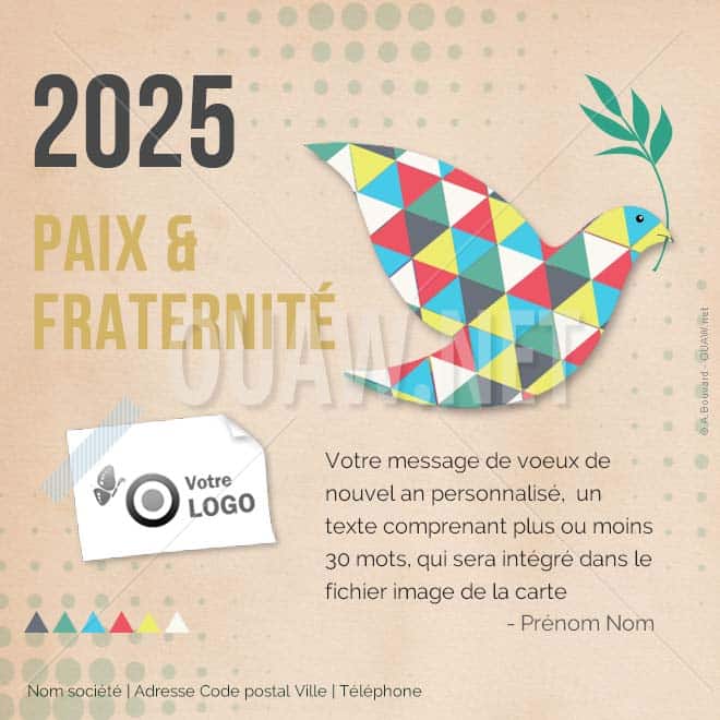 ECVN 64 - Carte de voeux 2025 Paix Colombe