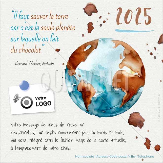 ECVN 154 - Carte Voeux entreprise, Sauvons la terre Chocolat