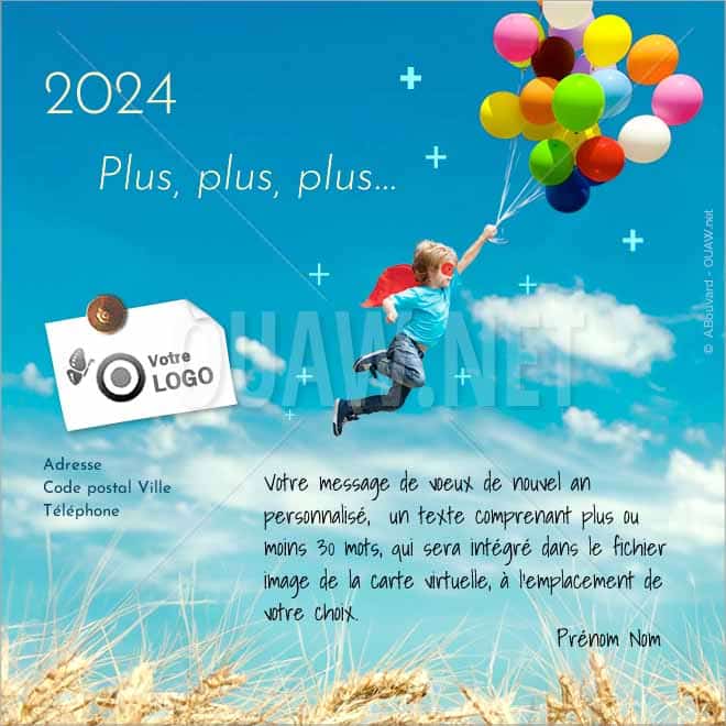Carte de vœux pour la nouvelle année 2024 à imprimer gratuit