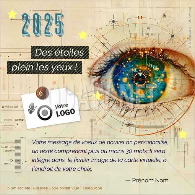 ECVN 171 - Carte voeux numérique entreprise, étoiles plein les yeux